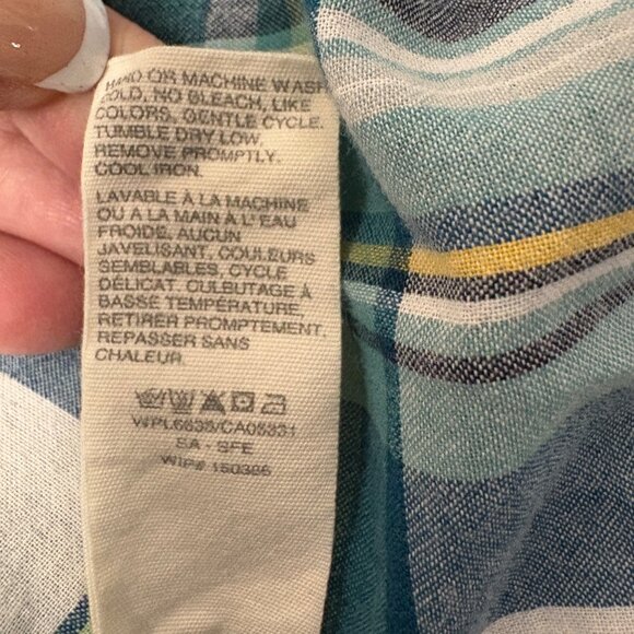 Woolrich Mens Plaid Button Down Shirt Size Medium Teal Cotton Casual Lightweight - Picture 5 of 7